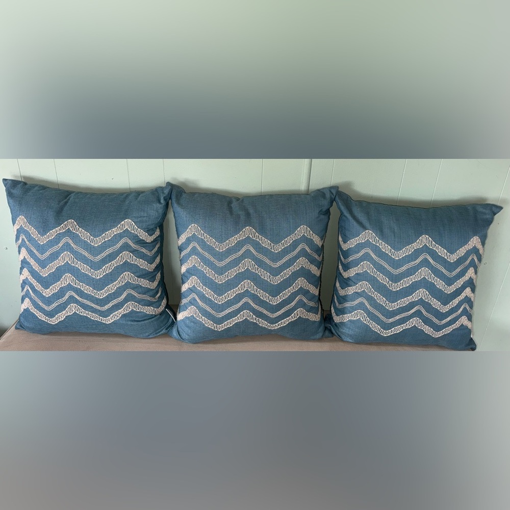 StudioChic Home Blue Chevron Throw Pillows